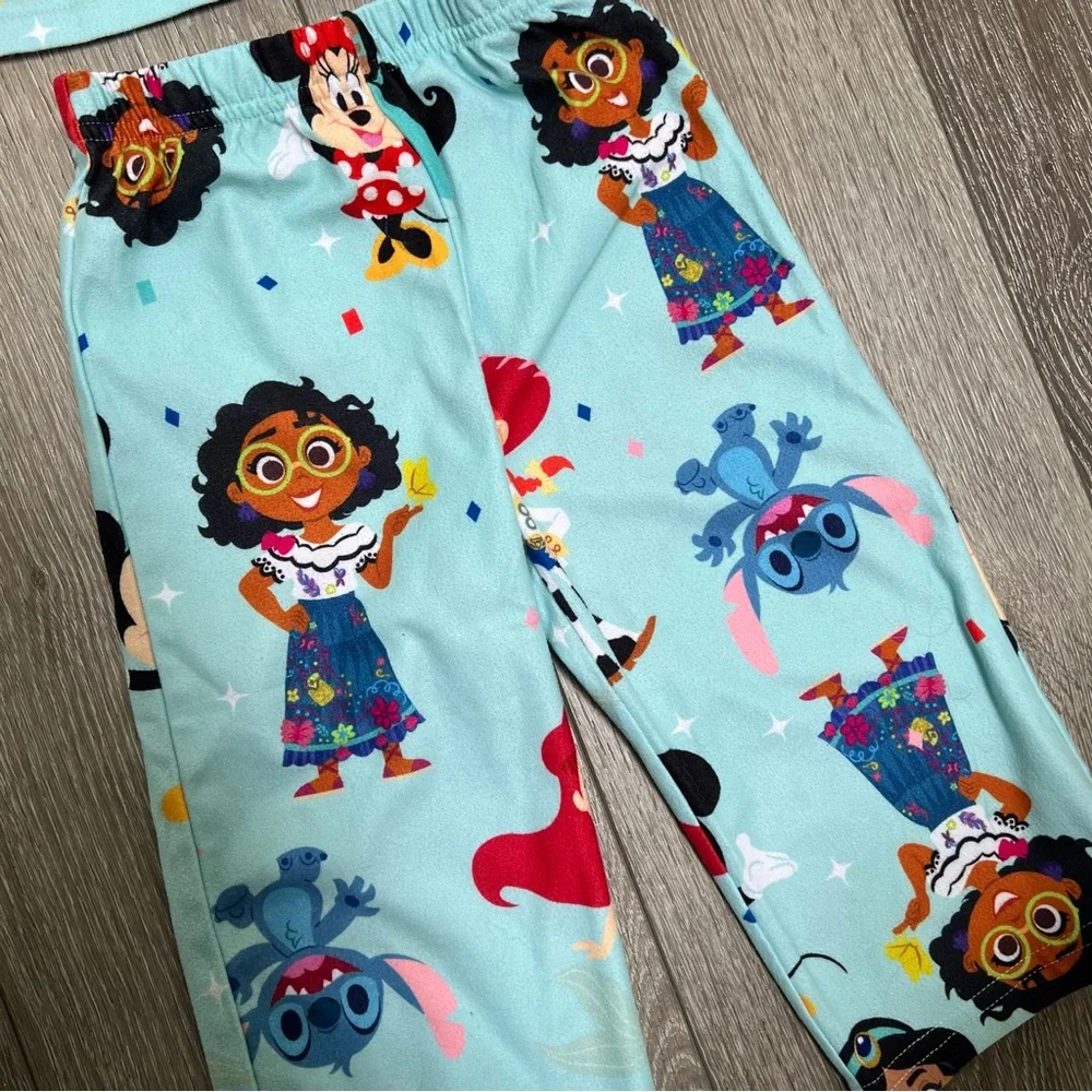 DISNEY 100 2PC LONG SLEEVE BUTTON UP AND PANTS PAJAMA SET BLUE 2T